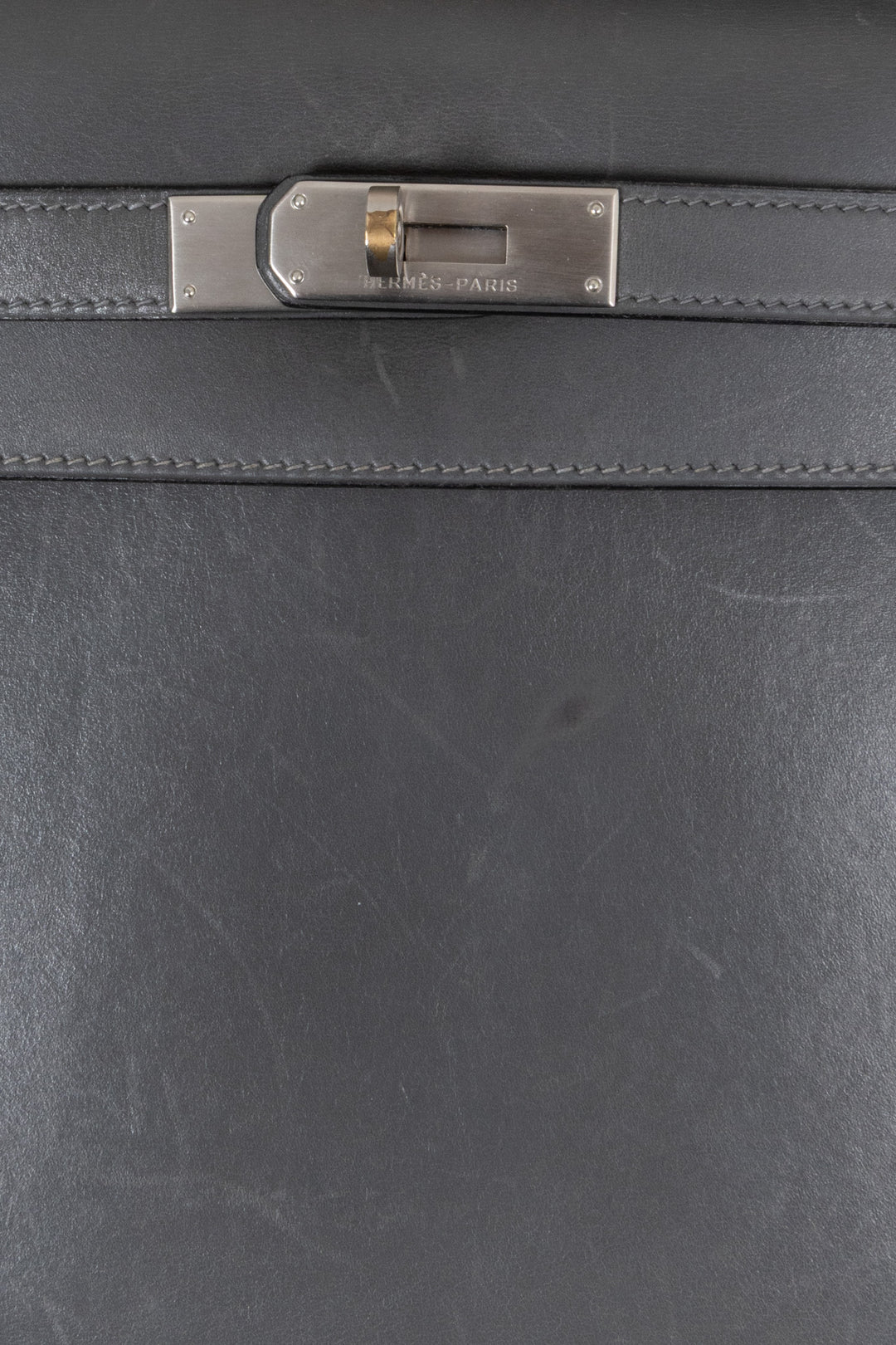 HERMÈS Kelly 32 Sellier Box Gris