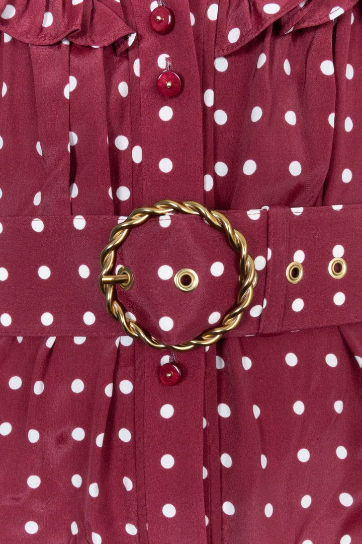 ZIMMERMANN Swing Dress Belted Burgundy white dots