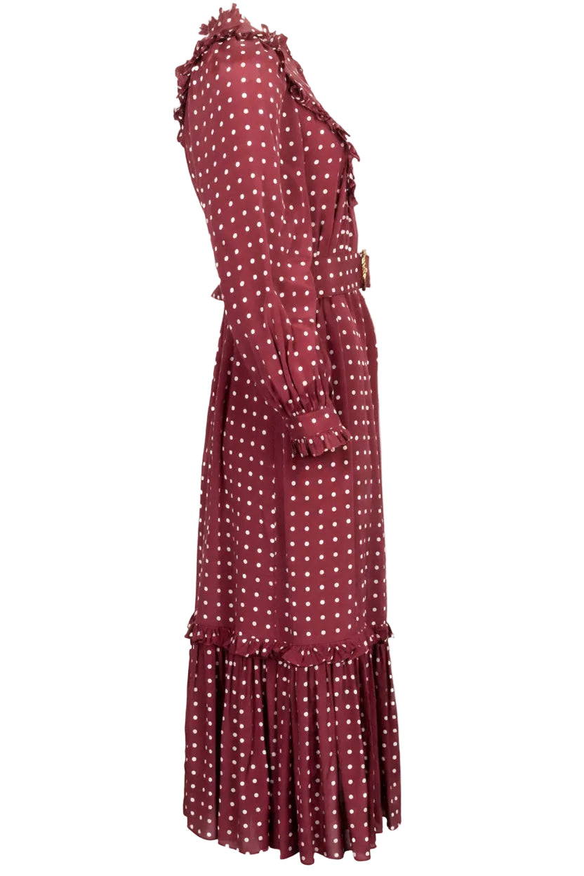 ZIMMERMANN Swing Dress Belted Burgundy white dots – REAWAKE