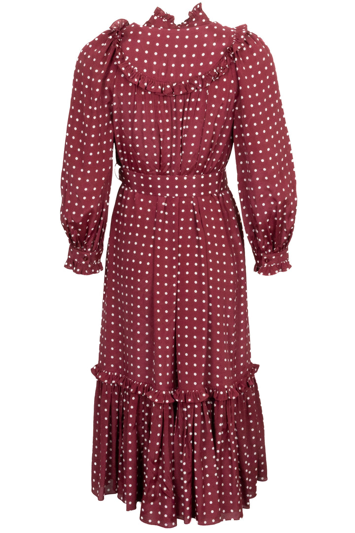 ZIMMERMANN Swing Dress Belted Burgundy white dots
