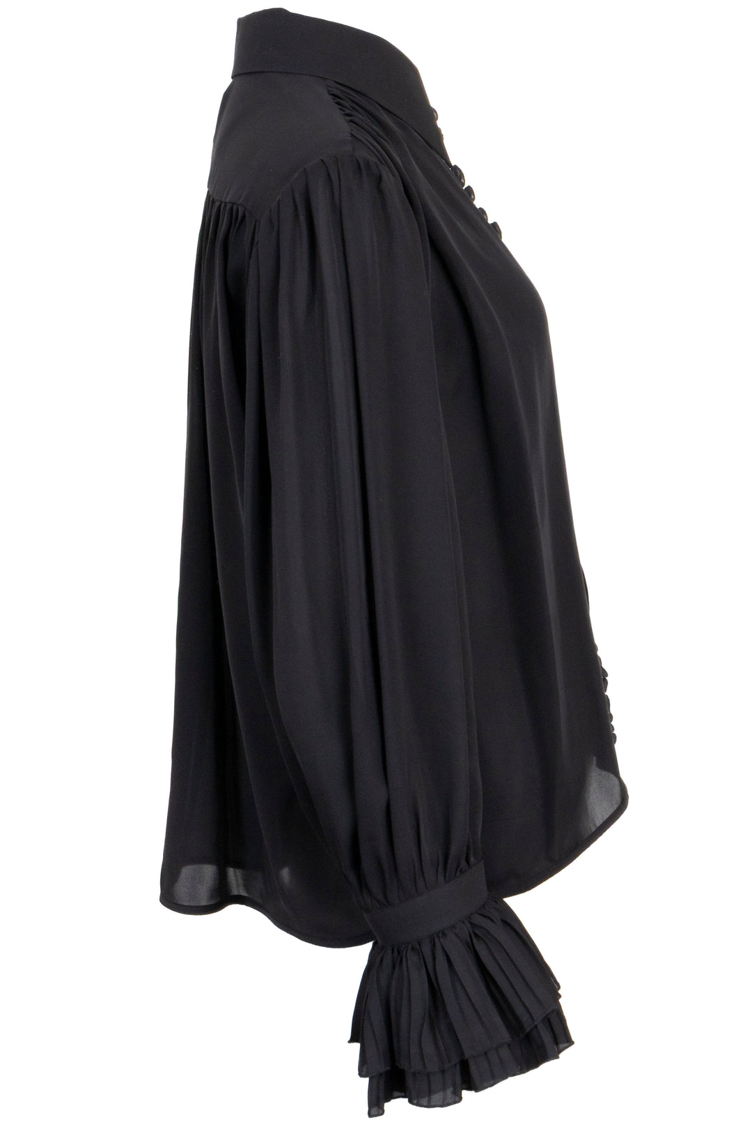KHAITE Ruffled Shirt Silk Black