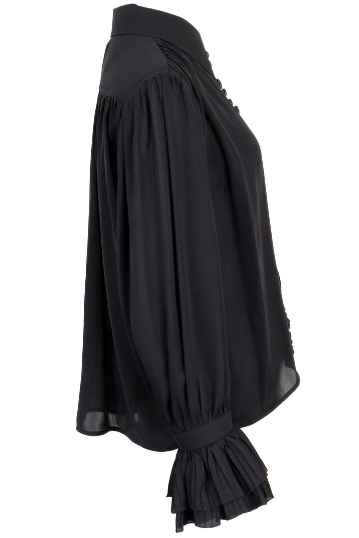 KHAITE Ruffled Shirt Silk Black