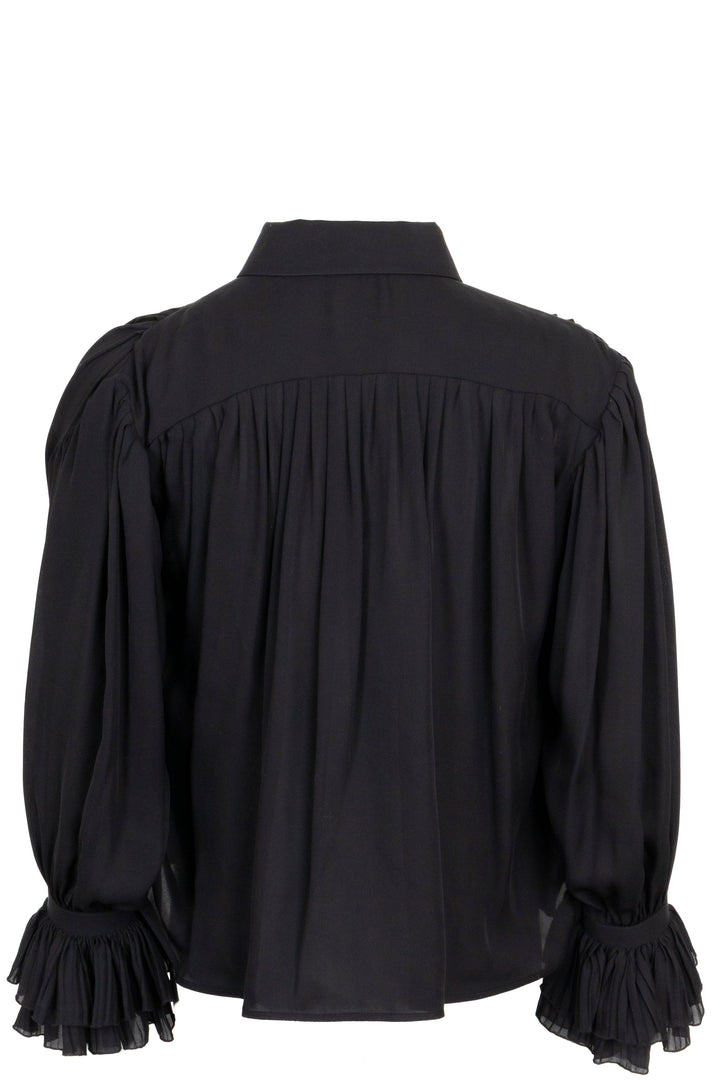 KHAITE Ruffled Shirt Silk Black