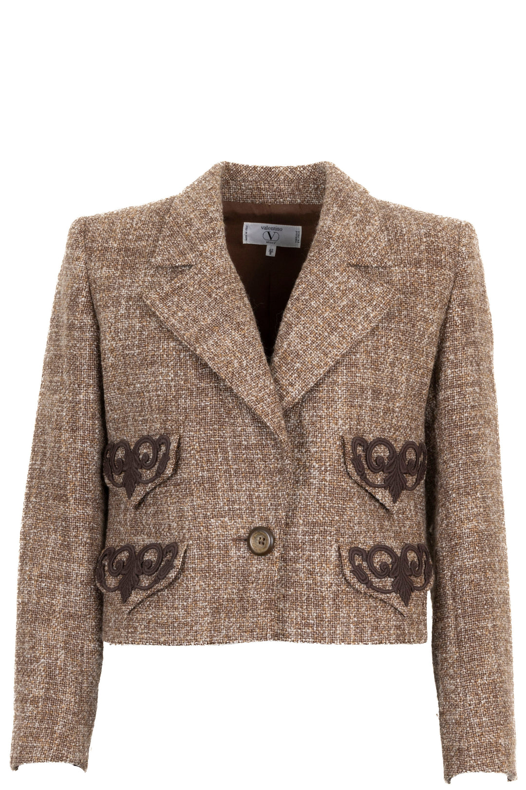 VALENTINO Blazer Miss V en tweed de laine beige