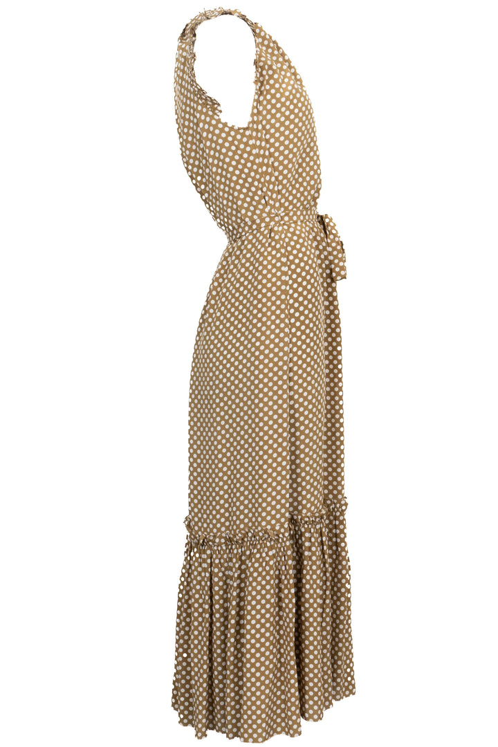 ZIMMERMANN Midi Dress Belted Kaki White Dots