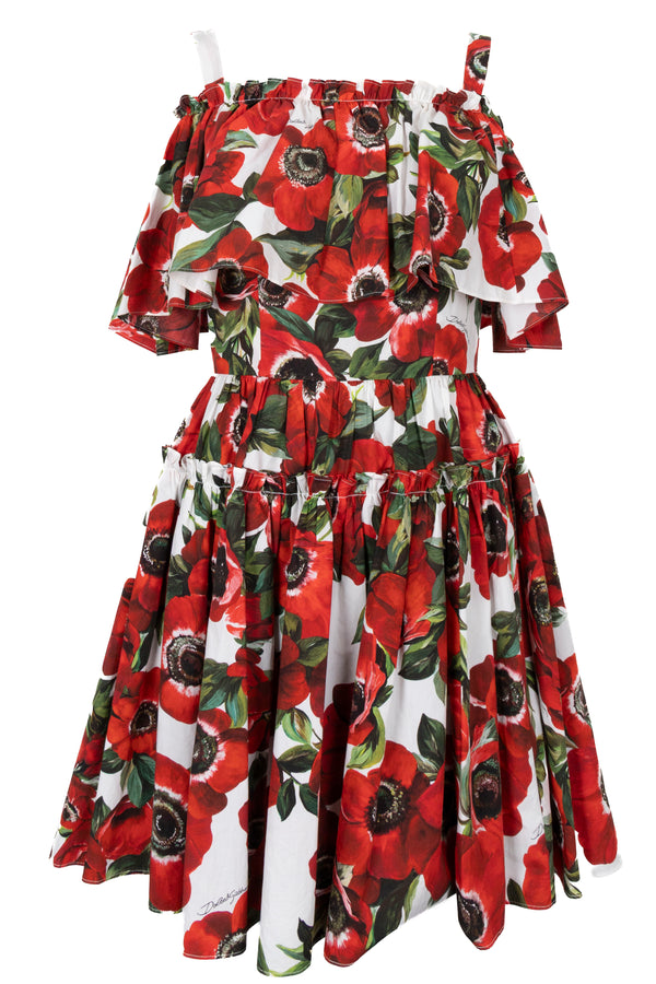 DOLCE&GABBANA Papavero Dress Cotton Red