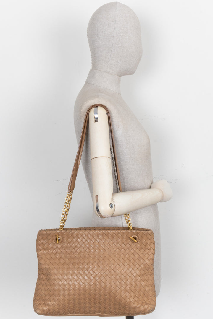 BOTTEGA VENETA Vintage Shoulder Bag Intrecciato Nude