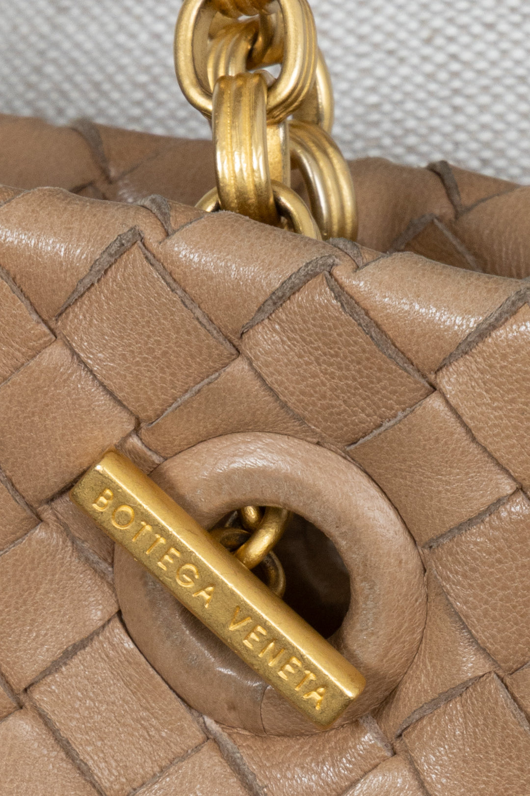 BOTTEGA VENETA Vintage Shoulder Bag Intrecciato Nude