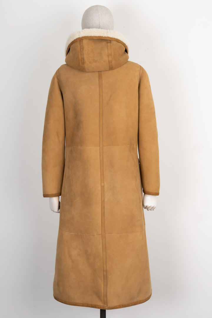 CHRISTIAN DIOR Reversible Shearling Coat Beige & White