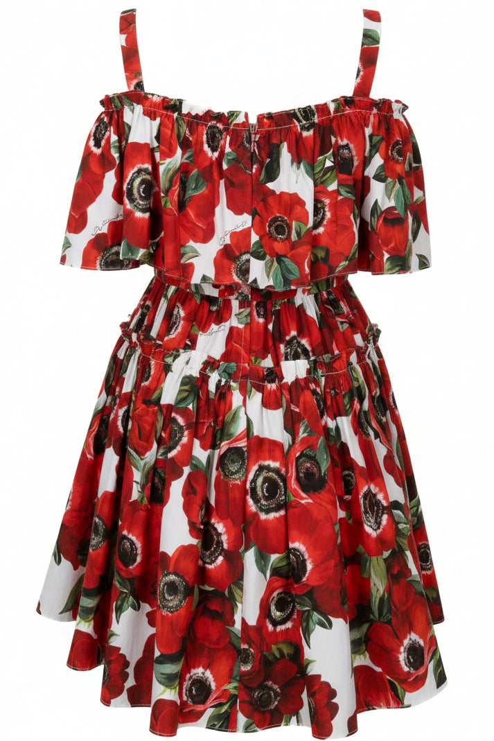 DOLCE&GABBANA Papavero Dress Cotton Red