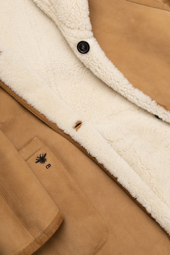 CHRISTIAN DIOR Reversible Shearling Coat Beige &amp; White