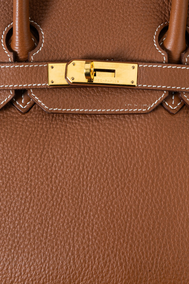 HERMÈS Birkin 35 Retourné en cuir Clémence, bijoux or