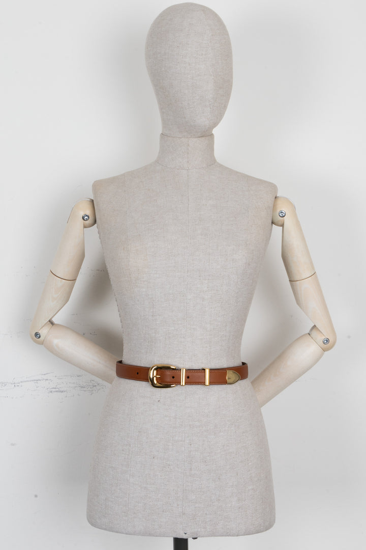 CELINE Western 18mm Belt Leather Brown