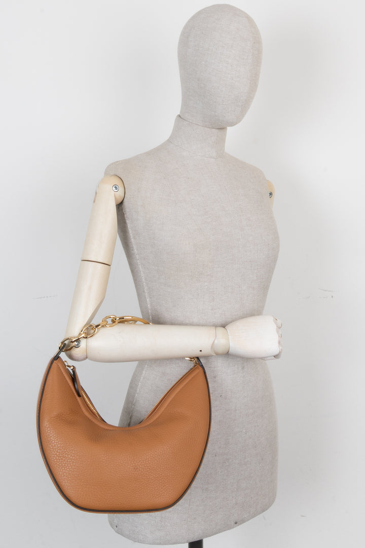 Sac hobo demi-lune VALENTINO Vlogo, petit modèle, marron