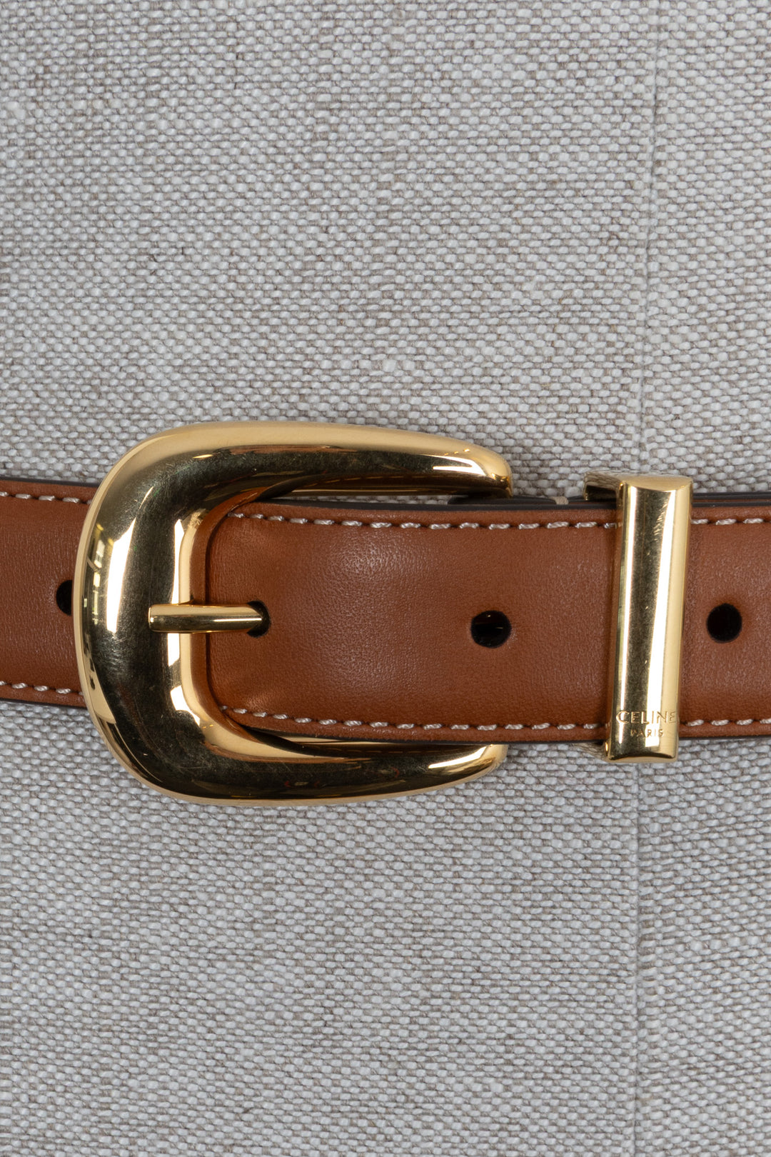 CELINE Western 18mm Belt Leather Brown