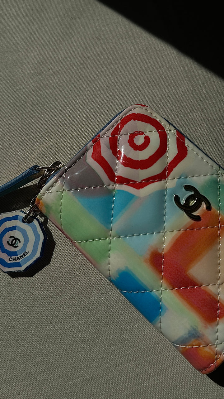 CHANEL Classic Zip Wallet Patent Multicolor