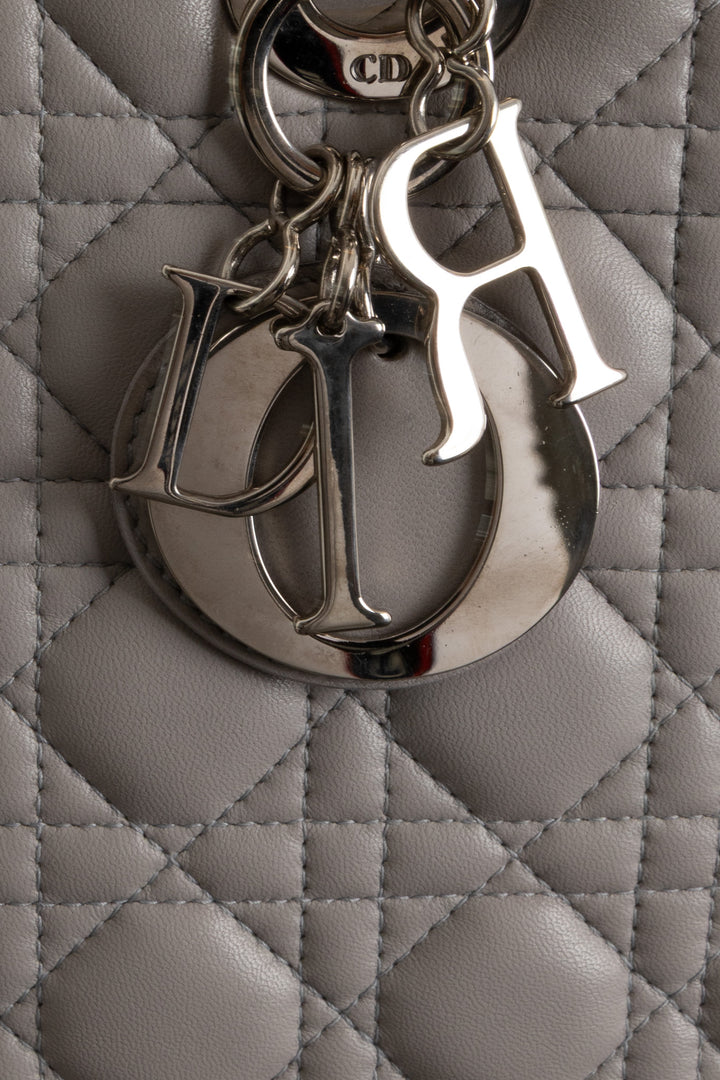 CHRISTIAN DIOR Large Lady Dior Bag Cannage Grey