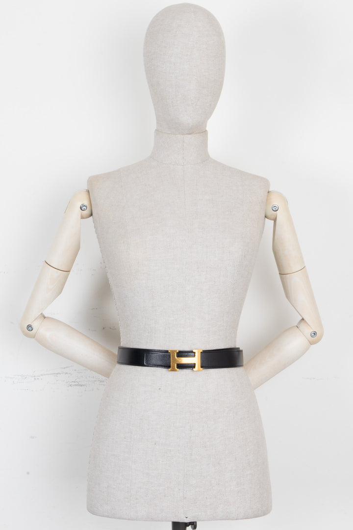 HERMÈS Constance Belt Leather Black