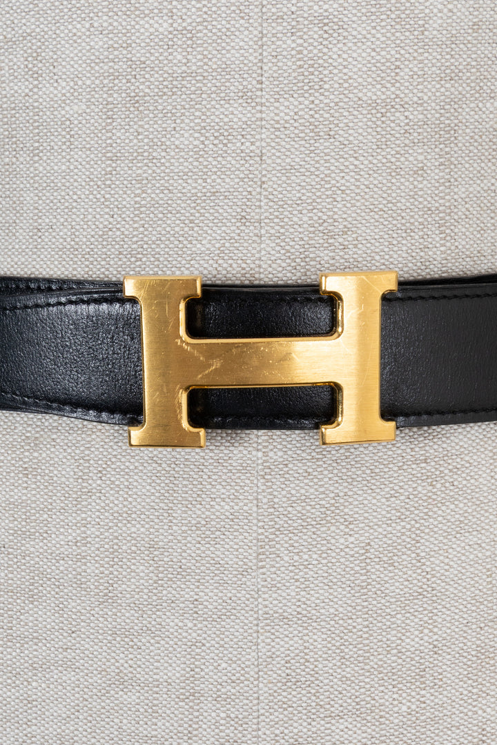 HERMÈS Constance Belt Leather Black