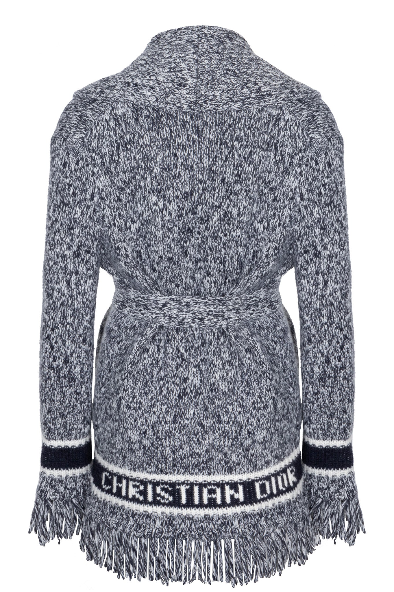 CHRISTIAN DIOR Belted Knit Cardigan Wool Blue Ivory – REAWAKE