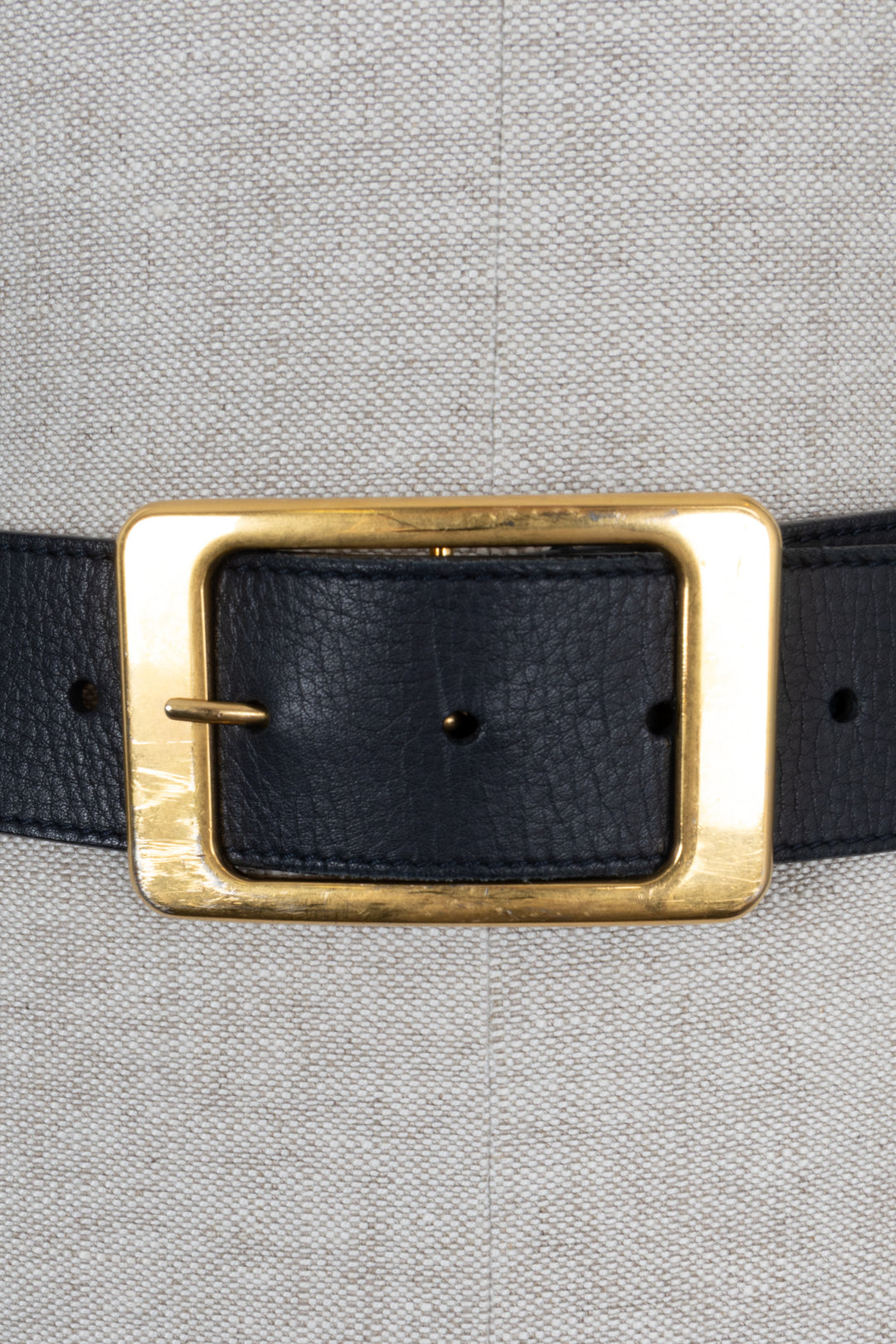 Ceinture LORO PIANA à boucle dorée en cuir bleu marine