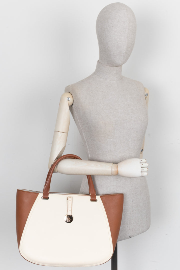 LORO PIANA Laguna Handle Bag Brown White