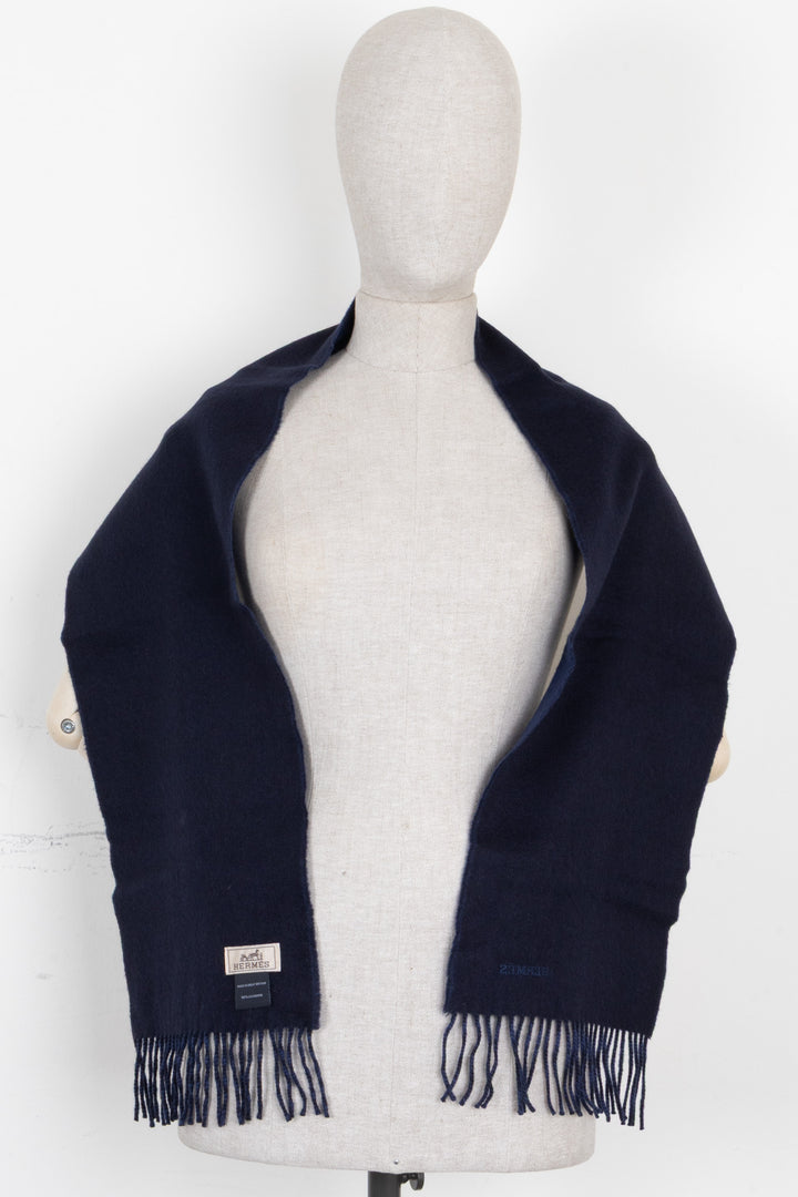HERMÈS Cashmere Scarf Blue