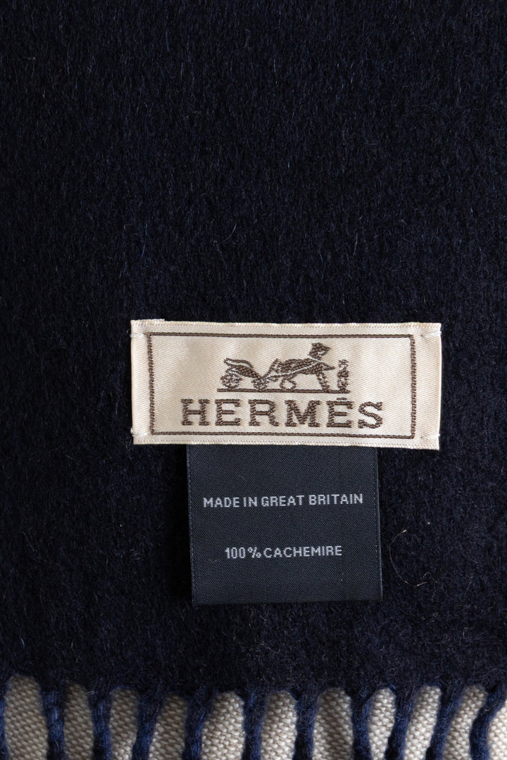 HERMÈS Cashmere Scarf Blue