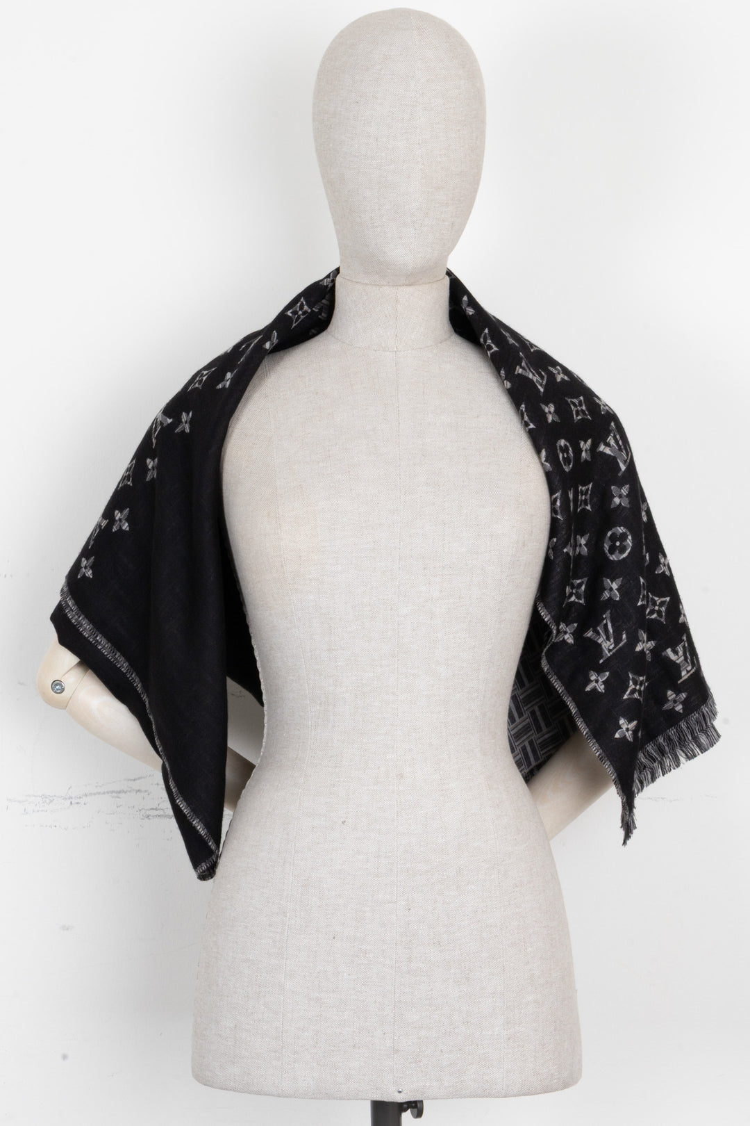 LOUIS VUITTON Monogram Silk Scarf Black