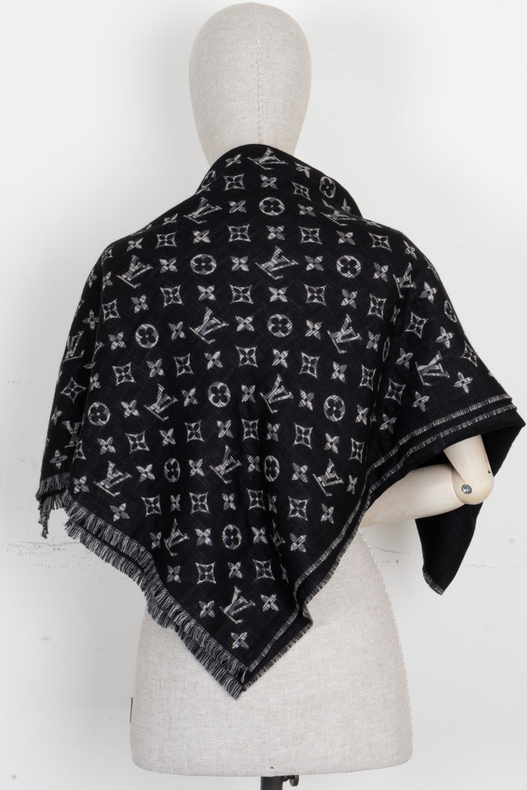 LOUIS VUITTON Monogram Silk Scarf Black