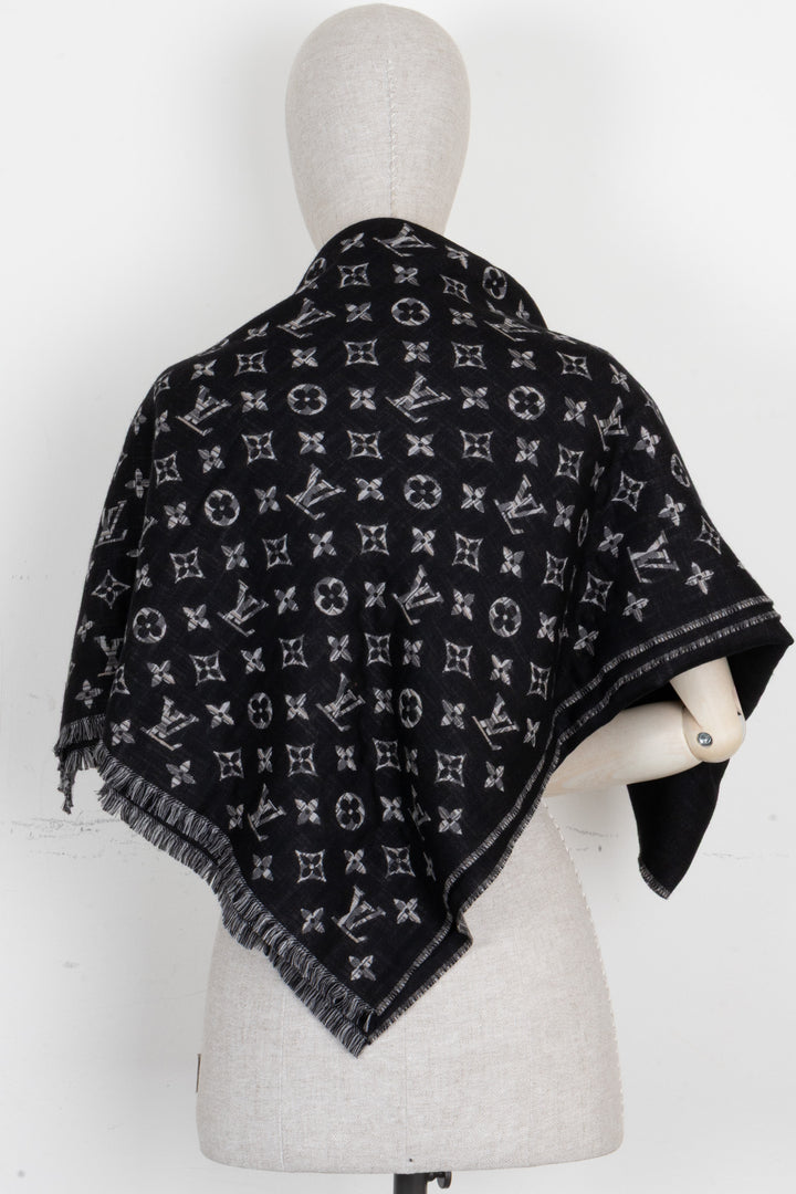 LOUIS VUITTON Monogram Silk Scarf Black