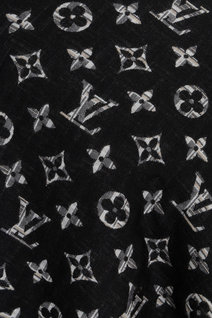 LOUIS VUITTON Monogram Silk Scarf Black