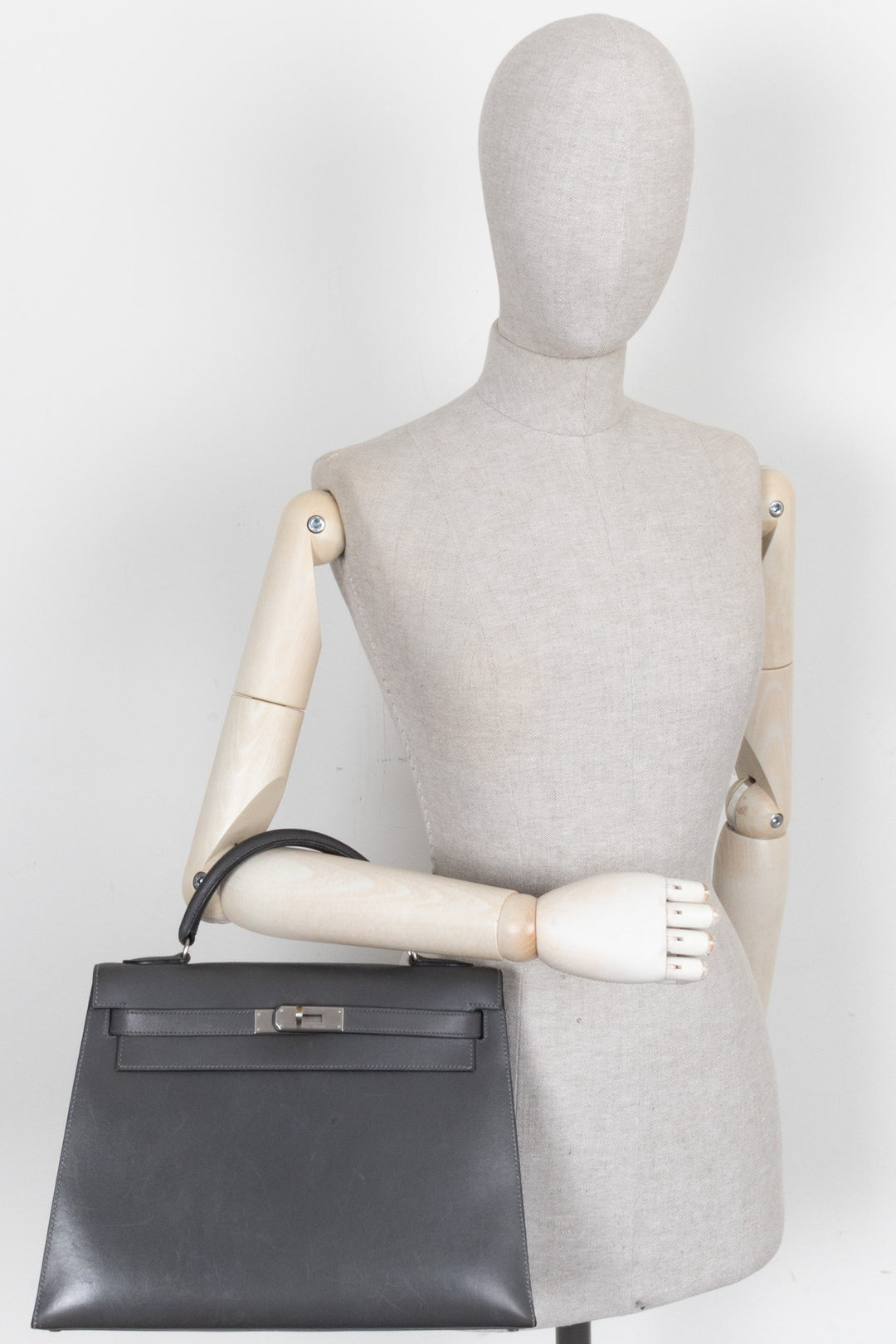 HERMÈS Kelly 32 Sellier Box Gris