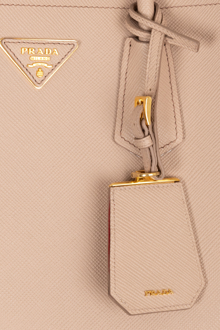 PRADA Large Double Tote Bag Nude Saffiano
