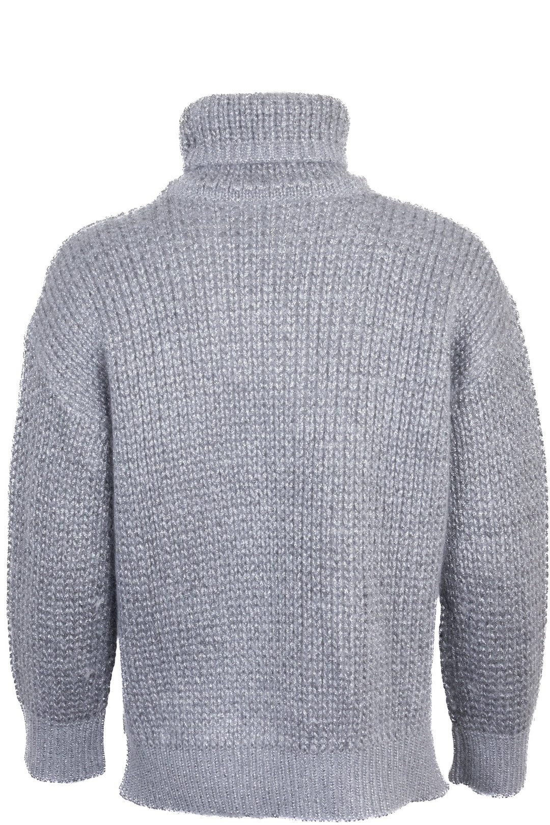 FENDI Logo Lurex Turtleneck Knit Cashmere Silver