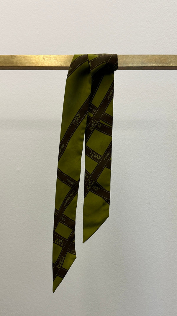 HERMÈS Bolduc Twilly Silk Green