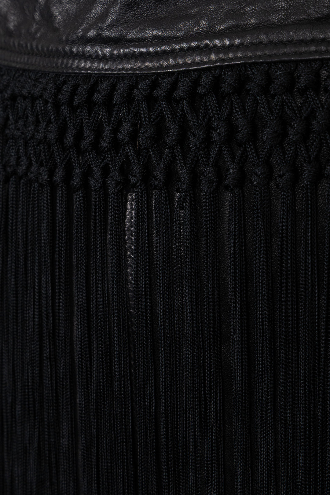 VERSACE Fringed Skirt Leather Black