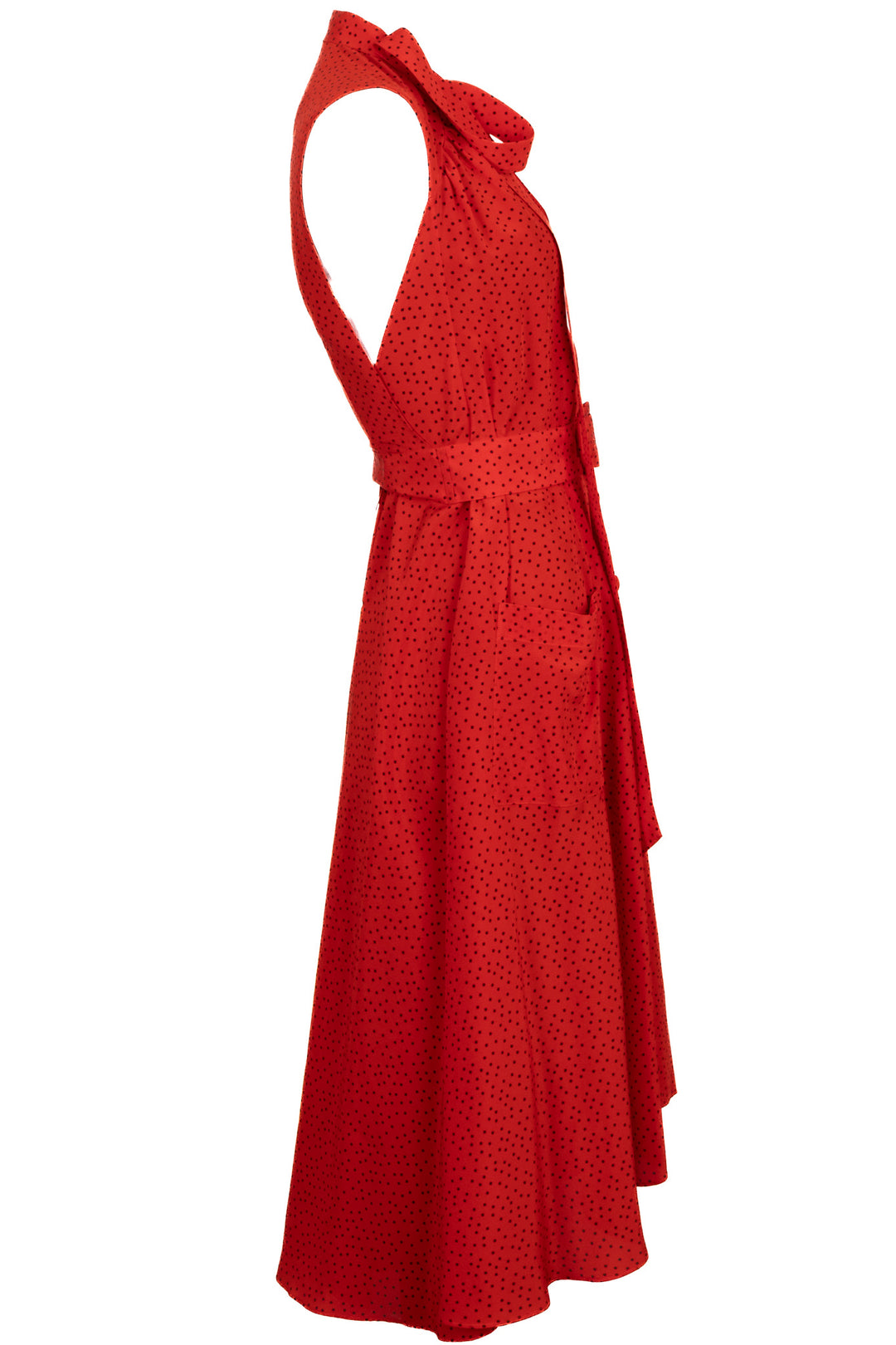 BALENCIAGA Belted Polka Dot Blouse Silk Red