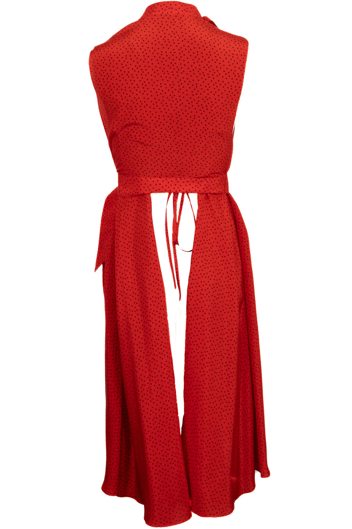 BALENCIAGA Belted Polka Dot Blouse Silk Red