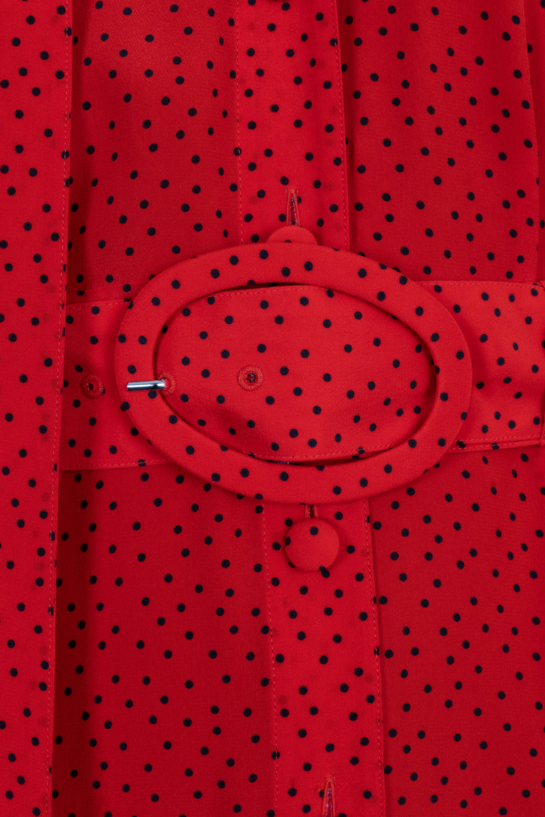 BALENCIAGA Belted Polka Dot Blouse Silk Red