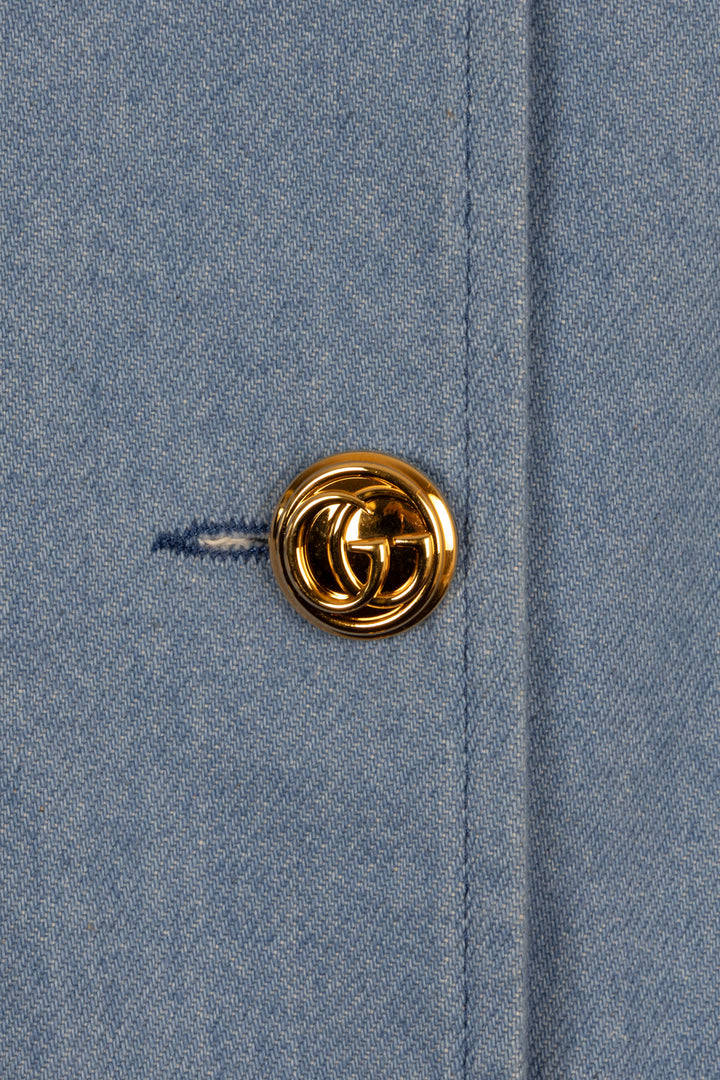 GUCCI Horsebit Mini Dress Denim Blue