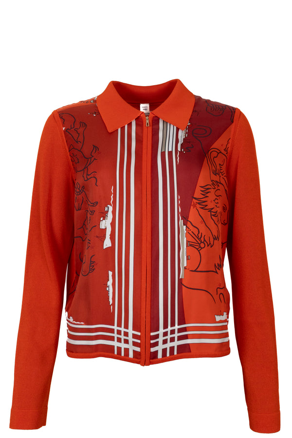 HERMÈS Zip Silk Jacket Red