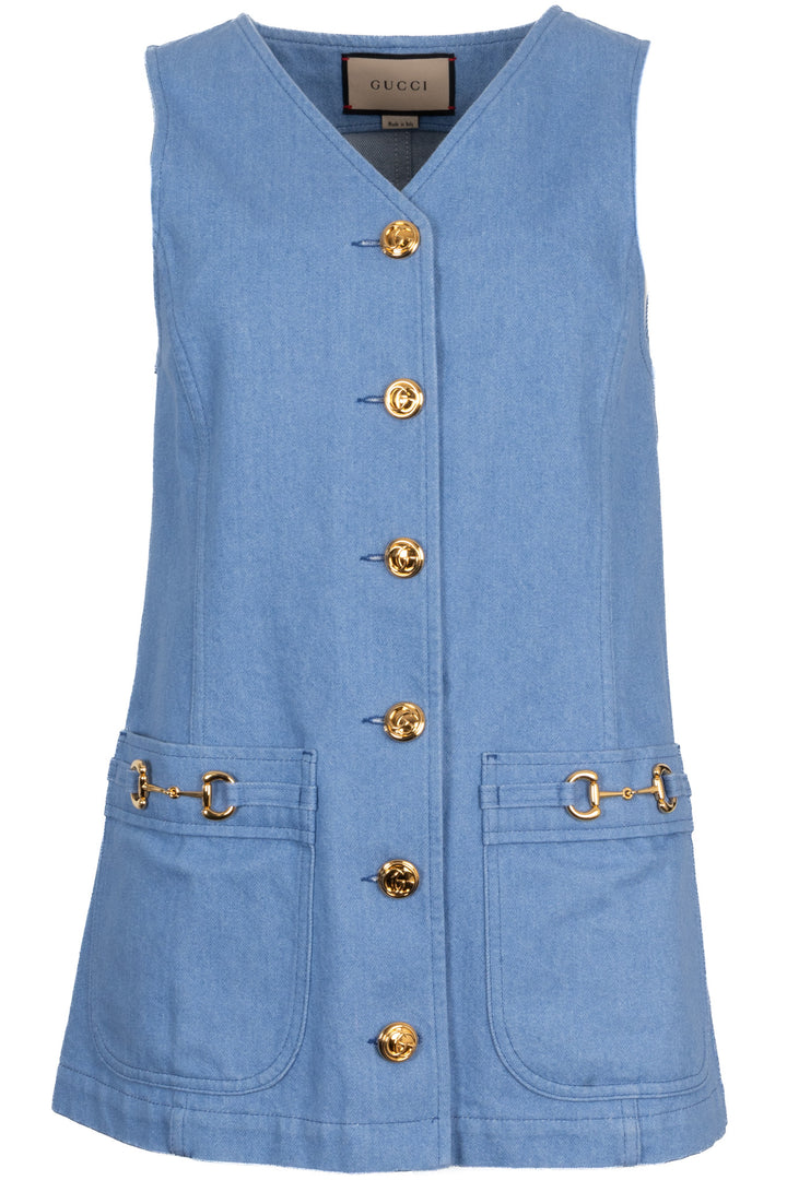 GUCCI Horsebit Mini Dress Denim Blue