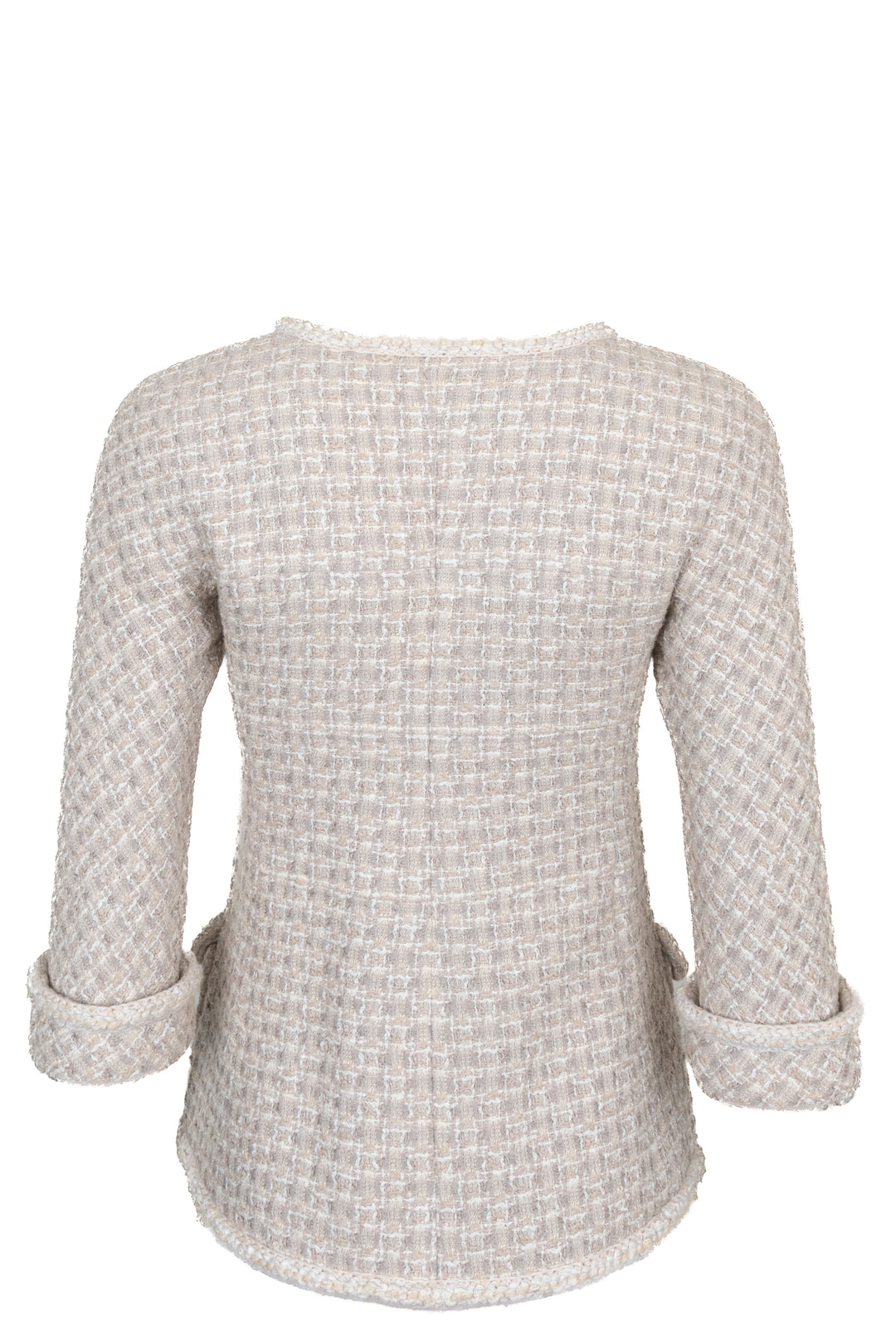 CHANEL Double Breasted Jacket Tweed Beige Grey