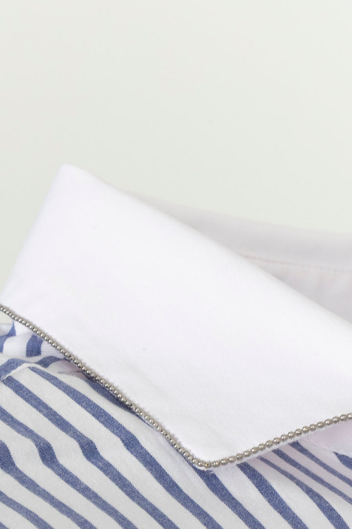 BRUNELLO CUCINELLI Striped Shirt Cotton Blue White
