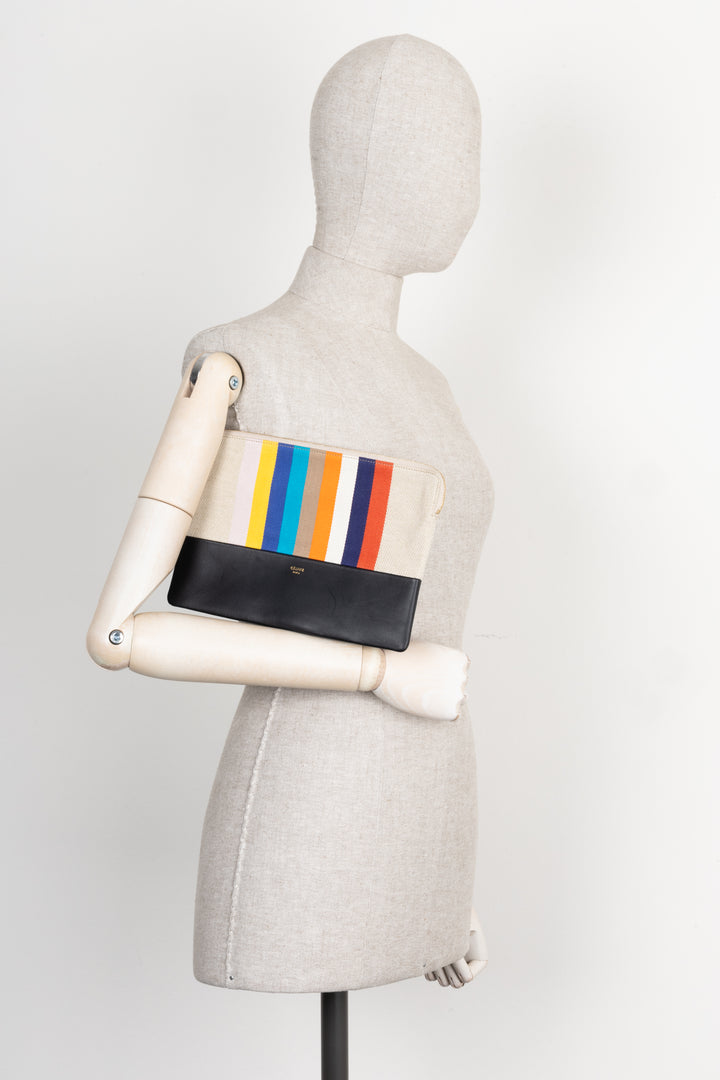 CÉLINE Pochette Canvas Striped Multicolor Canvas