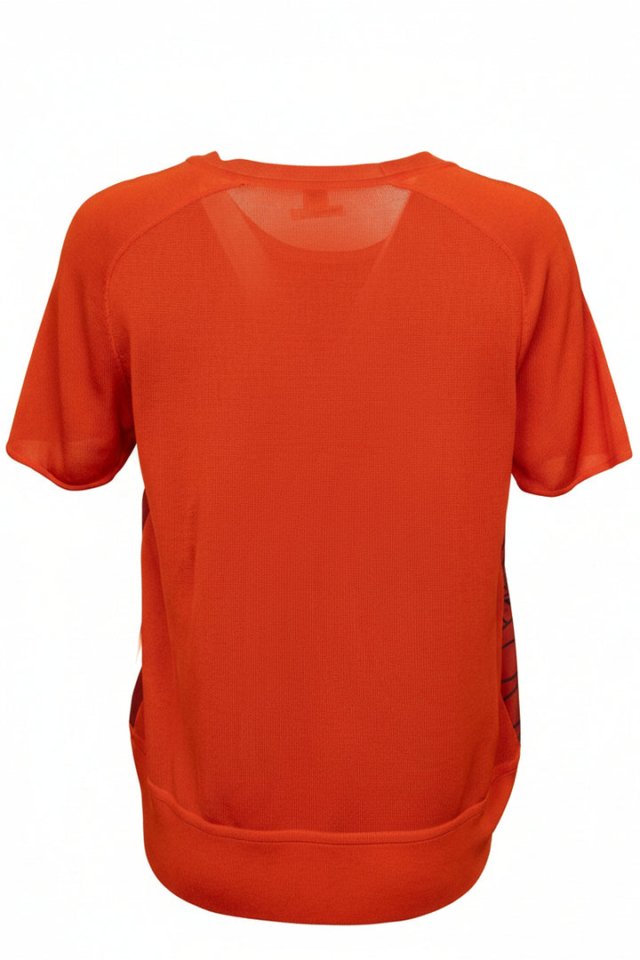 Top en soie rouge à manches courtes HERMÈS