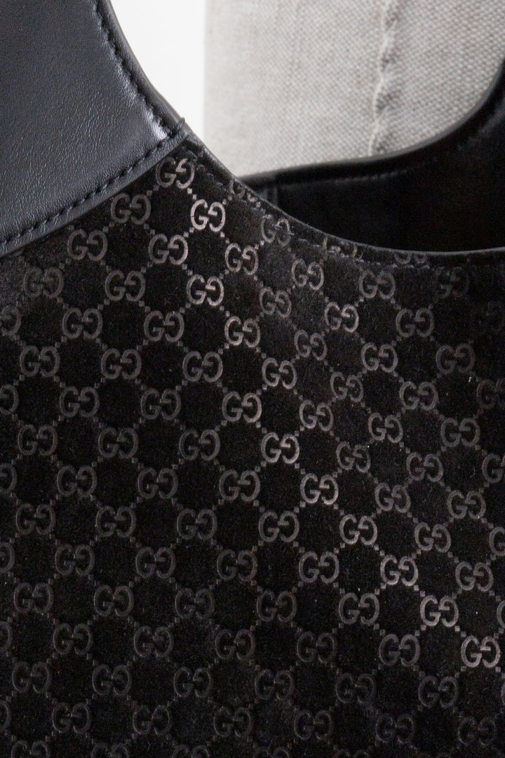 GUCCI B Shoulder Bag Suede Black