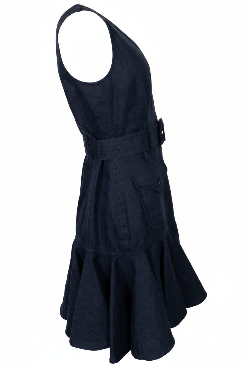 Robe ceinturée ZIMMERMANN en lin bleu marine