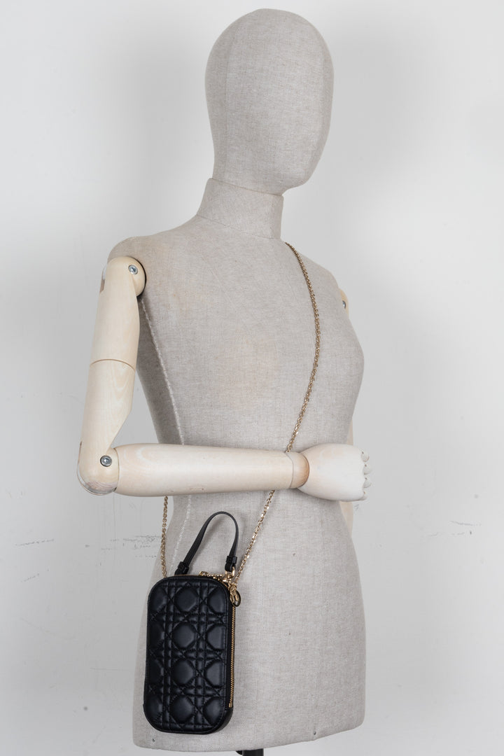 CHRISTIAN DIOR Call-In-Dior Phone Case Cannage Black